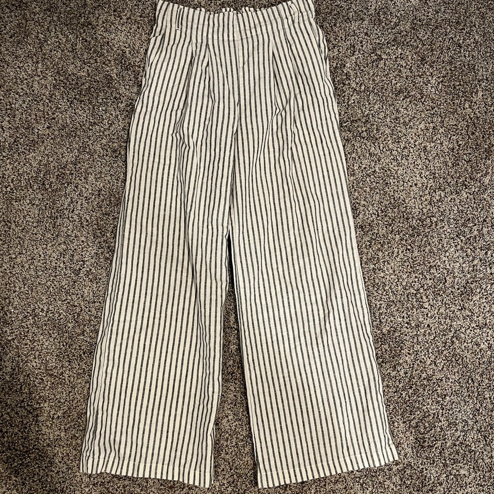 Striped paper bag waist pants